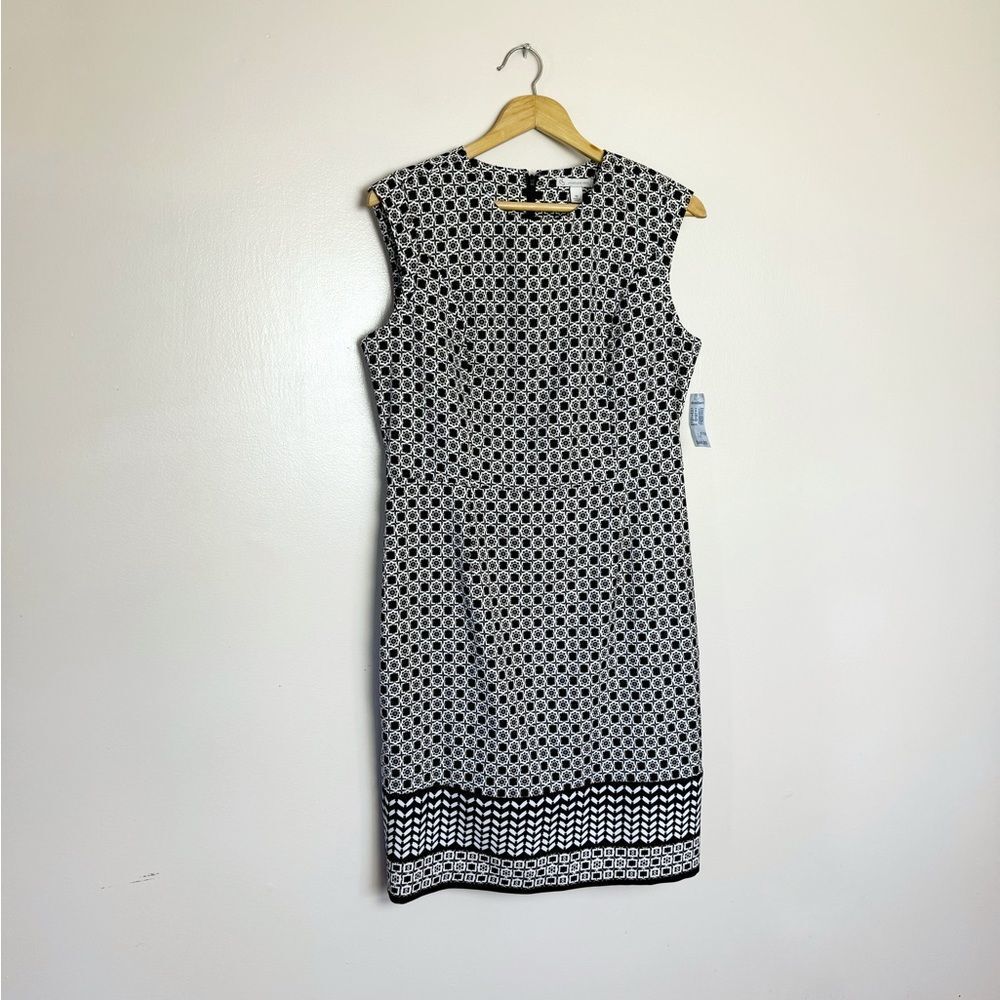 CLEARANCE! Dressbarn Patterned Sleeveless Belted Sheath Dress Size 12 NWT - Picture 4 of 8
